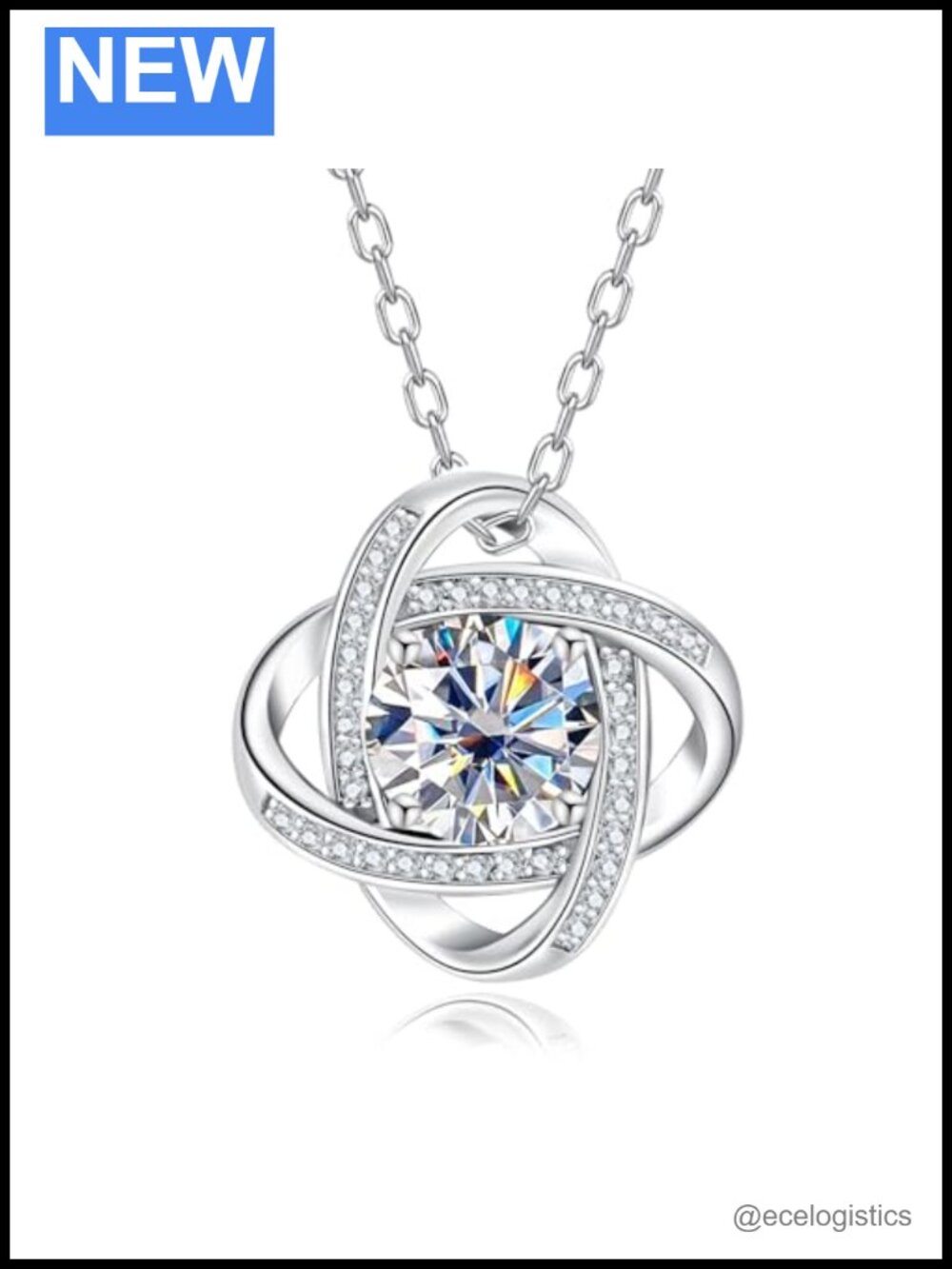 Moissanite Pendant Necklace 925 Sterling Silver Adjustable 18in